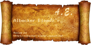 Albecker Elemér névjegykártya